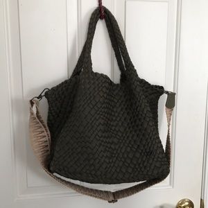 Preen Love neoprene tote. Includes guitar strap and smaller wristlet. Brand new!